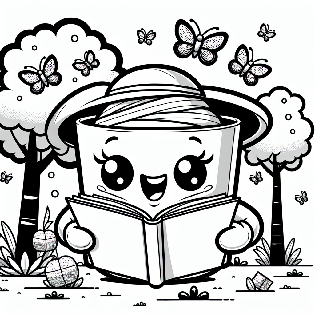 Aufgeregter Zucker - Malbuch, Frühling, Vektorgrafik, Kinderfreundlich, Parkszene