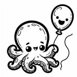 Lustiger Schnurrballon – Tags: Oktopus, Unterwasserwelt, Kreativität, Ausmalspaß, Meeresleben