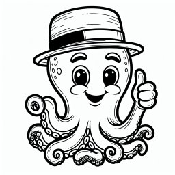 Lustiger Daumenkrake - Tags: #Oktopus #Ausmalbild #Unterwasserwelt #Kinderkreativität #Meeresabenteuer