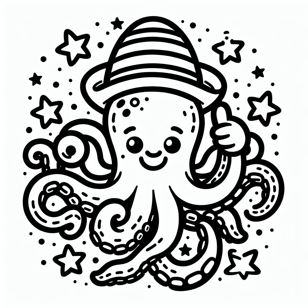 Freundlicher Sternocto - Tags: Oktopus, Meer, Fantasie, Ausmalen, Kinder.