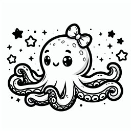 Schicker Sternkrake – Tags: Oktopus, Fantasie, Meereswelt, Tentakel, Buntmalen