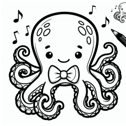 Neugieriger Klangkrake - Oktopus, Tentakel, Meeresabenteuer, Ausmalen