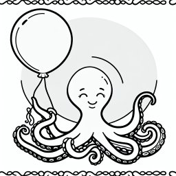 Ruhiger Ballonkrake – #Oktopus, #Ausmalbild, #Meer, #Fantasie, #Tinte