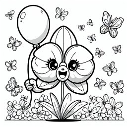 Fröhlichenblüte – Tags: Orchidee, Schmetterlinge, Tropen, Ausmalbild, Blütenpracht