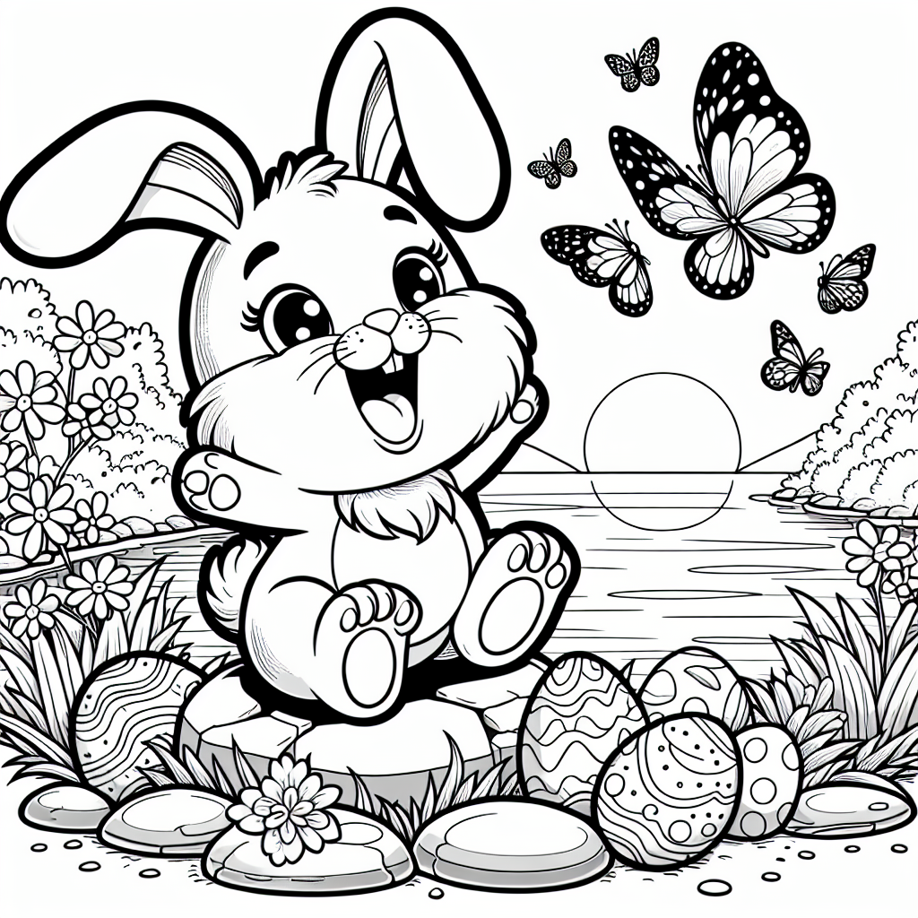 Ostern und Freude - Aufregendes_Ostern, Bunte_Ostereier_Abenteuer, Geheimnisvolle_Abenddämmerung, Hüpfen_am_Seeufer