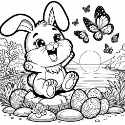 Ostern und Freude - Aufregendes_Ostern, Bunte_Ostereier_Abenteuer, Geheimnisvolle_Abenddämmerung, Hüpfen_am_Seeufer