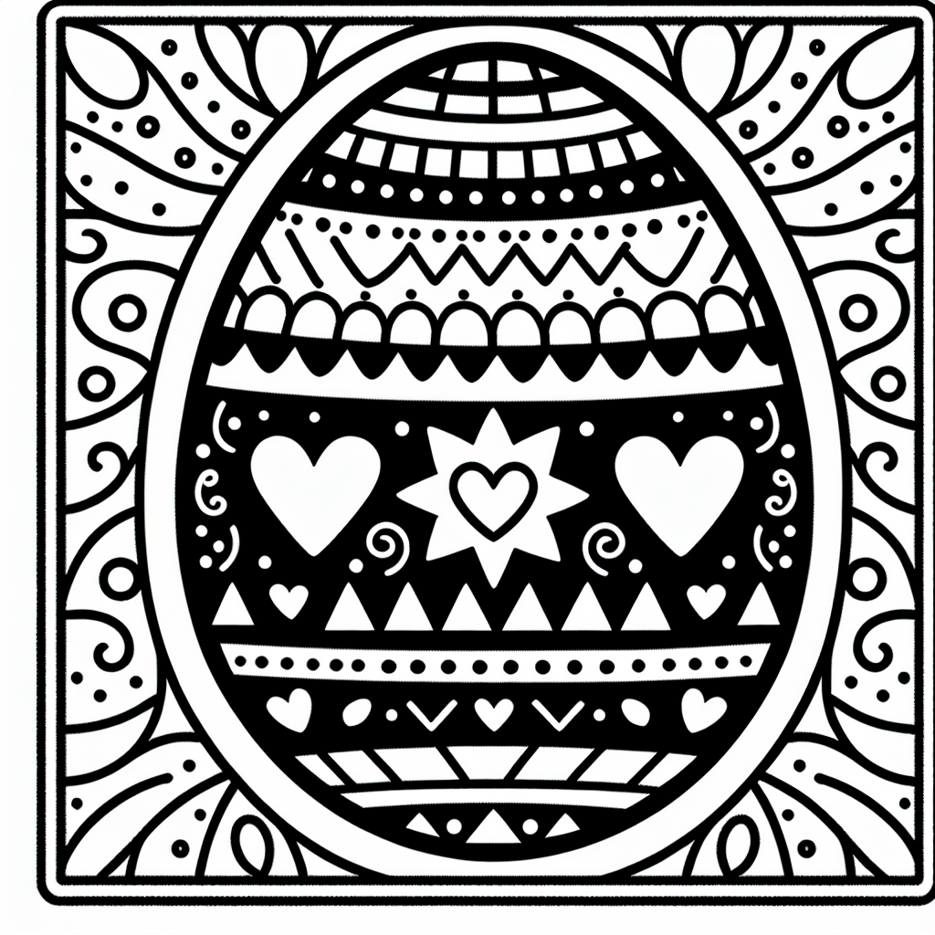 Ostern im Wellenband - Osterei, Muster, Ausmalbild, Ostern feiern, Kreativität