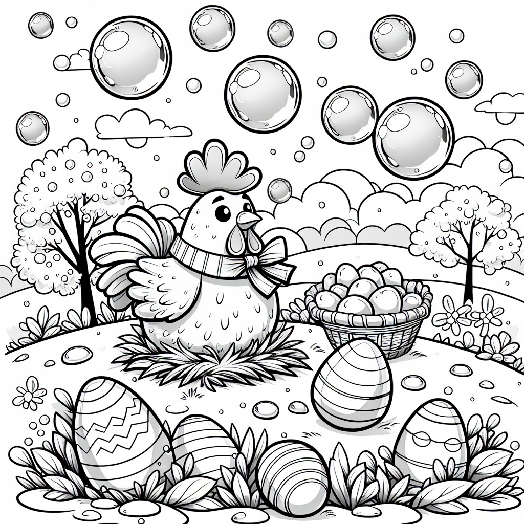 Ostern voller Wunder - Ausmalbild, Ostern, Winterhügel, Nachmittagsstimmung, Frühlingsvorfreude