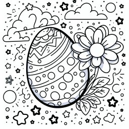 Blumiger Sternhase – Tags: Ostern, Hase, Ausmalbild, Frühling, Blumen