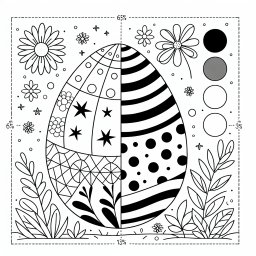 Buntes Ostern zum Ausmalen - Osterei, Ostern, Blumen, Frühling, Muster, Ausmalen, Kreativität