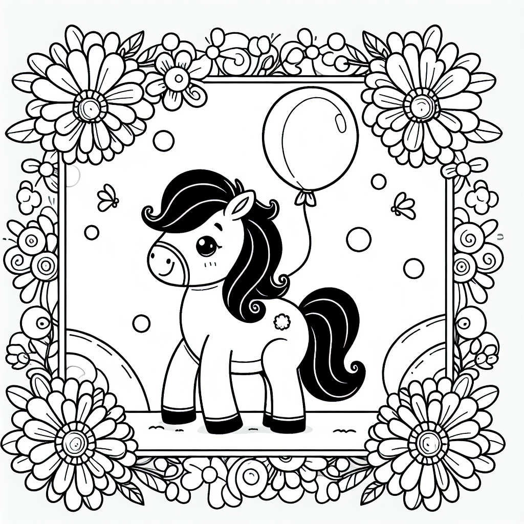 Es war einmal ein fröhliches Pferd namens Max, das auf einer bunten Blumenweide lebte. Max war ein außergewöhnliches Pferd, denn er liebte es, Luftballons zu sammeln! Eines Tages fand Max einen besonders großen Ballon, der in einem leuchtenden Regenbogen strahlte. Neugierig schnupperte er daran, und plötzlich schwebte er in die Luft!
Von oben konnte Max die ganze Weide sehen, auf der seine Freunde grasten, und den Stall, der am Rande des Feldes stand. Er sah seine Freundin Bella, die gerade einen galanten Galopp über die Wiese hinlegte. Max lachte und rief: „Bella, schau mal, ich fliege!“ Doch Bella war zu beschäftigt, fröhlich mit ihren Hufen zu scharren, um es zu bemerken.
Max bemerkte, dass seine Mähne im Wind flatterte, und er fühlte sich wie ein richtiger Abenteurer. Schließlich ließ der Ballon nach, und Max schwebte sanft zurück auf die Wiese. Er landete genau dort, wo er gestartet war, umgeben von bunten Blumen.
Nachdem Max seine Abenteuer erzählt hatte, beschlossen Bella und die anderen Pferde, das nächste Mal ebenfalls mit zu fliegen. Und so erlebten sie viele aufregende Ballonreisen!
Vorschläge zum Ausmalen: Male Max in einem lustigen Braun mit einer bunten Mähne. Gestalte den Ballon in leuchtenden Regenbogenfarben und die Blumen in allen Farben des Sommers.