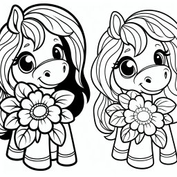 Fröhliches Blumenpferd - #PferdeAbenteuer #Freundschaft #Ausmalspaß #Weideleben #Blumengeschichte