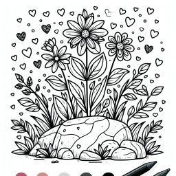 Herzenblüte Träumerei – Tags: Pflanzen, Blumen, Natur, Ausmalbild, Kreativität.
