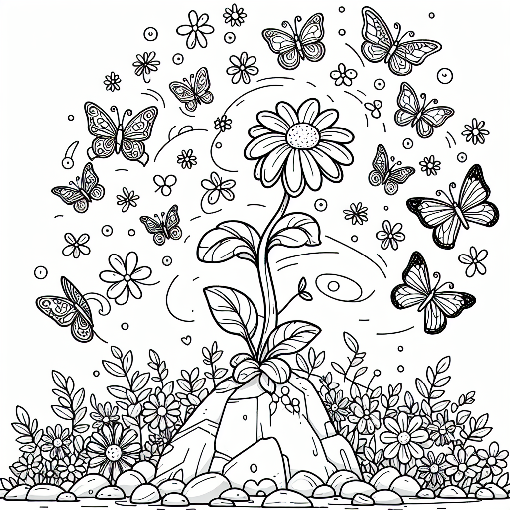 Fröhliche Schmetterlingsreise - Ausmalbilder, Pflanzen, Blumen, Natur, Spaß