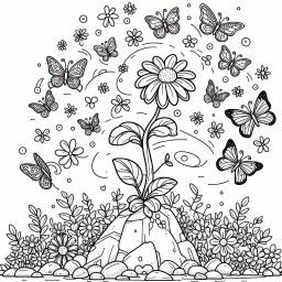 Fröhliche Schmetterlingsreise - Ausmalbilder, Pflanzen, Blumen, Natur, Spaß