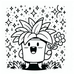 Aufgeregter Pflanzenfreund - Tags: Pflanzenwelt, Blumenfreunde, Naturzauber, Ausmalspaß, Kreativität.