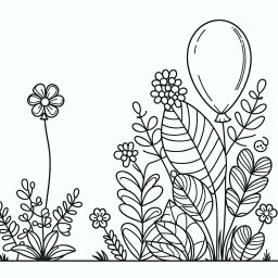 Zarte Blütenwelt – Tags: Ausmalbild, Natur, Blumen, Kreativität, Pflanzen