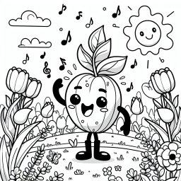 Fröhliche Pflanze im Frühlingslicht - Pflanze, Blumenwiese, Frühlingstag, Ausmalspaß, Gartenfreude