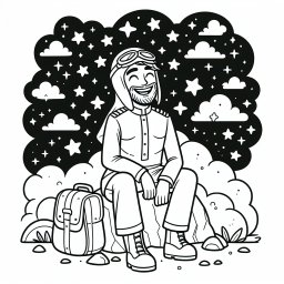 Fröhlicher Sternpilot - Tags: Pilot, Sterne, Flugzeug, Abenteuer, Nacht.