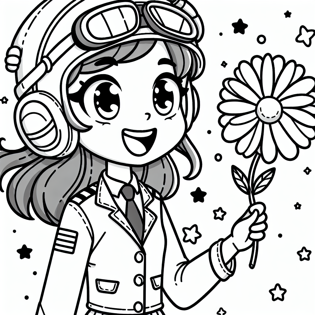 Flieg mit der farbenfrohen Pilotin in eine magische Welt der Kreativität! Unsere lustige Pilotin ist bereit, mit dir abzuheben - und sie hat eine bezaubernde Blume im Schlepptau! Umgeben von funkelnden kleinen Sternen, erinnert sie uns daran, dass der Himmel keine Grenzen kennt, wenn es um Farben geht. Die klaren schwarzen Linien auf dem Bild helfen dir dabei, die Pilotin und ihre Blume so bunt wie möglich zu gestalten.
Vielleicht möchtest du ihr eine leuchtend rote Uniform anziehen oder die Blume in allen Farben des Regenbogens zum Blühen bringen. Und was ist mit den Sternen? Sie könnten in glitzerndem Gold oder einem fröhlichen Silber erstrahlen - ganz wie du möchtest! Mit deiner Fantasie und einer bunten Palette von Bleistiften, Filzstiften oder Wachsmalstiften kannst du dieses Bild in ein echtes Kunstwerk verwandeln.
Denke daran: Jeder Himmel ist einzigartig, genau wie deine kreative Version dieser himmlischen Szene. Also, schnapp dir deine Lieblingsfarben und mach dich bereit zum Start - die Welt der Kunst wartet auf dich!