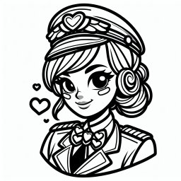 Fröhliche Himmelstänzerin – #Pilotin, #Ausmalbild, #Kreativität, #Herzschleife, #Lustig