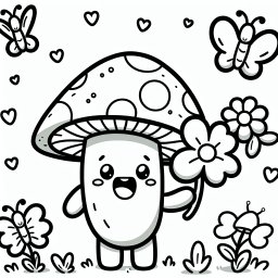 aufgeregter Blumenfreund - Tags: Pilz, Wald, Schmetterlinge, Blume, Ausmalbild