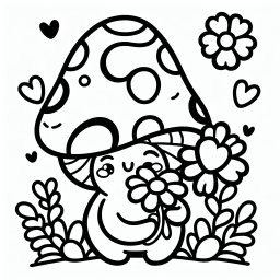 Glücklicher Blümchenpilz – #Zauberwald #PilzFreuden #FantasieReise #BunteAbenteuer #HerzchenMagie