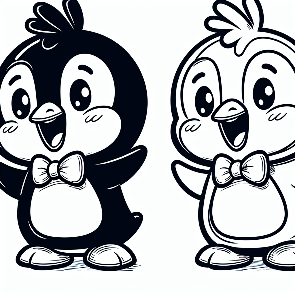Aufgeregter Pinguin - Tags: Kinder, Ausmalbild, Pinguin, Kreativität, Spaß