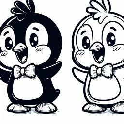 Aufgeregter Pinguin - Tags: Kinder, Ausmalbild, Pinguin, Kreativität, Spaß
