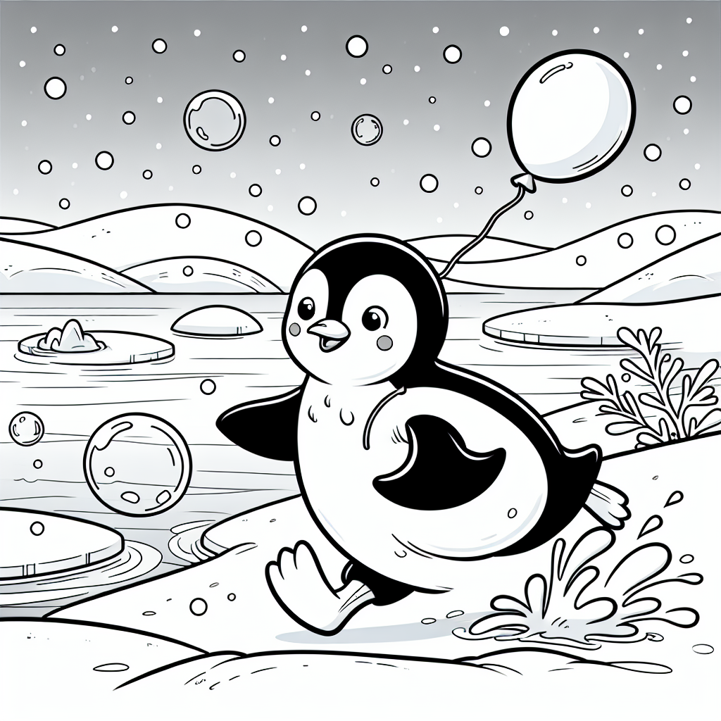 Fröhlicher Pinguin-Spaziergang - Pinguin-Abenteuer, Winterspaß, Malen lernen, Fröhlicher Pinguin, Ballonfreude