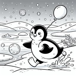 Fröhlicher Pinguin-Spaziergang - Pinguin-Abenteuer, Winterspaß, Malen lernen, Fröhlicher Pinguin, Ballonfreude