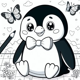 Ruhiger Fliegenpinguin - Tags: #Pinguine #Ausmalbild #Cartoon #Schmetterlinge #Kreativität