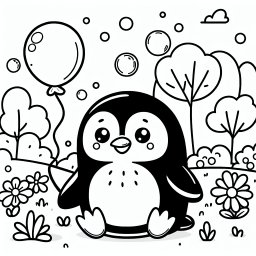 Fröhlicher Pinguinspaß im Frühling - Pinguinfrühling, Ausmalbildspaß, Tierfreunde entdecken Natur, Malen macht Spaß