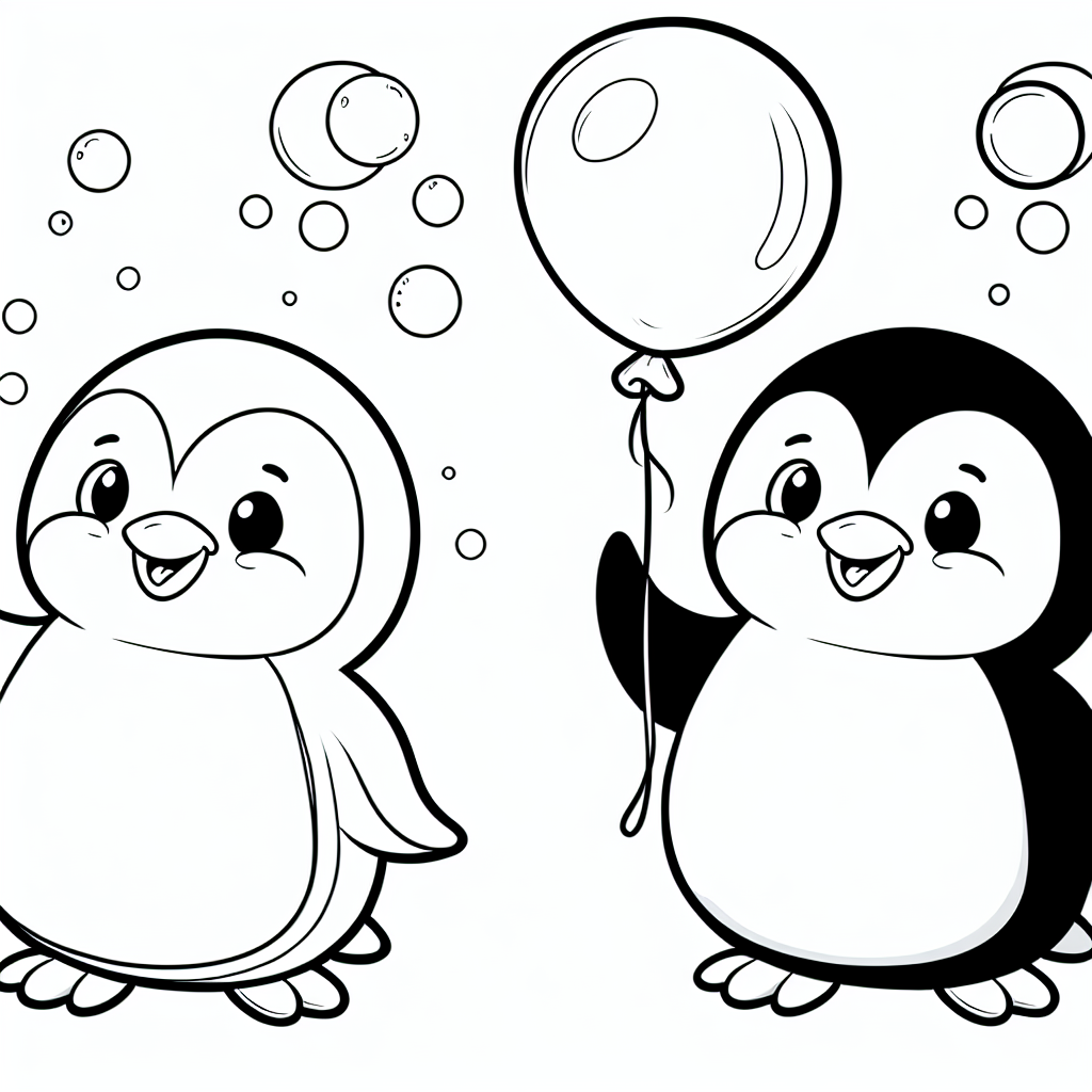 Fröhlicher Blasenpinguin - #Pinguinspaß, #Ausmalen, #Kreativität, #Kinderfreundlich, #Seifenblasen