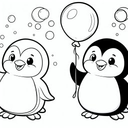 Fröhlicher Blasenpinguin - #Pinguinspaß, #Ausmalen, #Kreativität, #Kinderfreundlich, #Seifenblasen