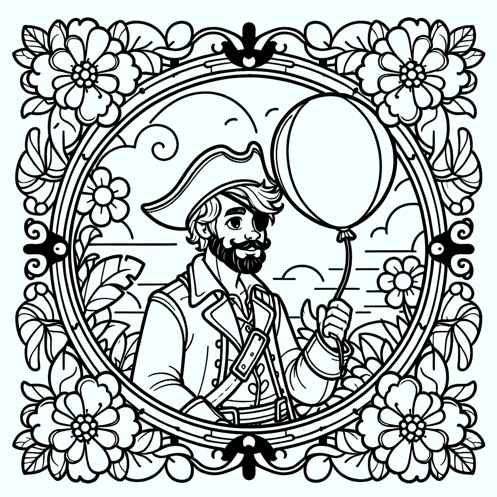 Entspannter Seemann - Tags: Piraten, Ausmalbild, Abenteuer, Kreativität, Fantasie.