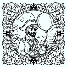 Entspannter Seemann - Tags: Piraten, Ausmalbild, Abenteuer, Kreativität, Fantasie.