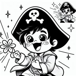 Blumenpiratmutig - Tags: Piraten, Abenteuer, Fantasie, Ausmalen, Kinderkunst