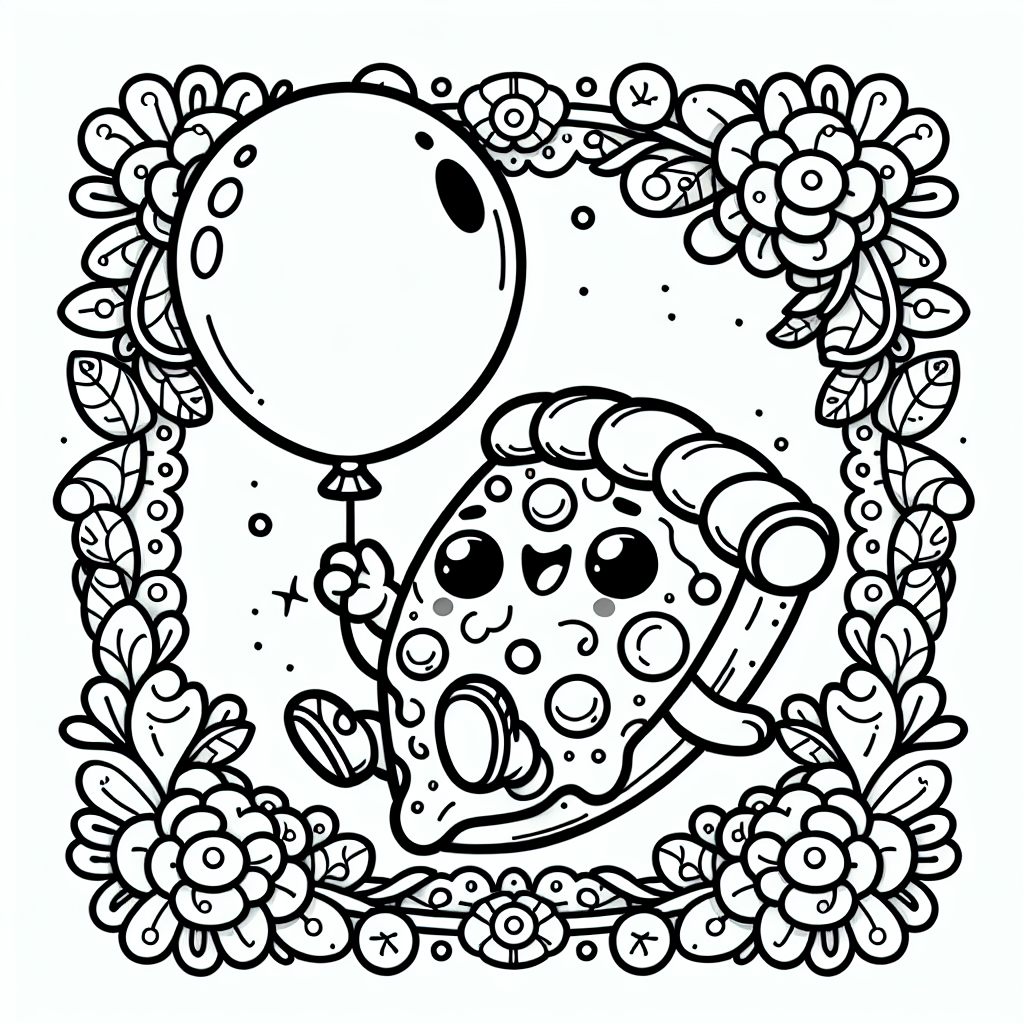 Willkommen in der fröhlichen Welt der verspielten Pizza! Stell dir vor, diese lustige Pizza ist nicht einfach nur lecker, sondern auch ein kleiner Abenteurer. Umgeben von duftenden Blumen und einem fröhlichen Luftballon, wartet sie ungeduldig darauf, von dir in leuchtenden Farben zum Leben erweckt zu werden.
Hier ist das geheime „Geheimnis“: Diese besondere Pizza ist nicht aus gewöhnlichem Teig gemacht, sondern aus einem geheimnisvollen Zauberteig, der die Farben liebt! Jedes Mal, wenn du eine neue Farbe aufträgst, beginnt die Pizza fröhlich zu kichern und die Blumen um sie herum tanzen vor Freude. Also, schnapp dir deine Buntstifte oder Wachsmalstifte und verwandle diese Seite in ein buntes Meisterwerk!
Denk daran, dass du die Pizza in den verrücktesten Farben anmalen kannst - wie wäre es mit einer grünen Tomatensauce oder einem lila Käse? Deiner Fantasie sind keine Grenzen gesetzt! Und wenn du genau hinsiehst, wirst du vielleicht entdecken, dass der Luftballon ein verstecktes Gesicht hat, das dich anlächelt.
Viel Spaß beim Ausmalen!