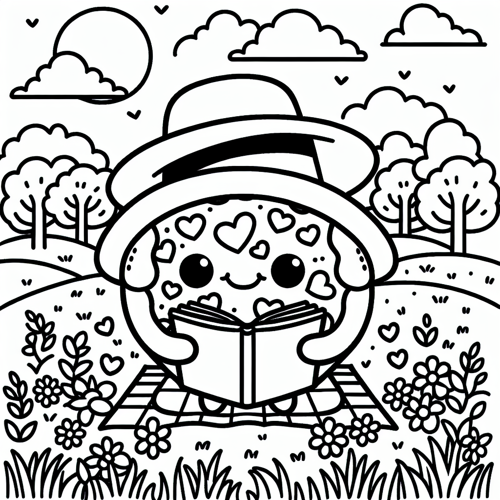 Pizza mit Hut - ruhige Morgenpizza, Wiesenabenteuer, lesende Köstlichkeit