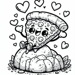 Lustige Pizzainsel – Tags: #Kreativität #Pizza #Ausmalbild #Kinderkunst #Fantasie