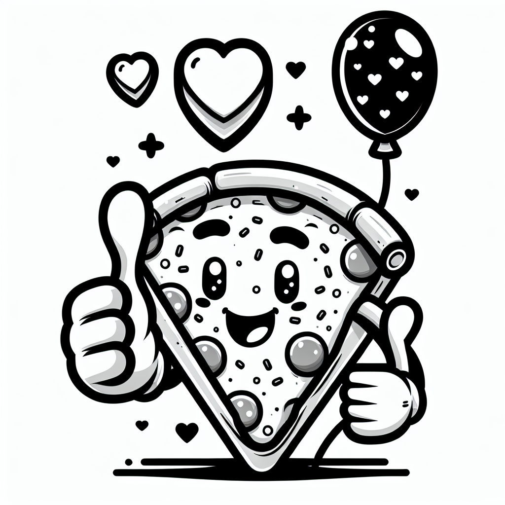 Freundliche Pizzafreundin - Tags: Pizza, Ausmalbild, Kreativität, Farben, Kinderkunst