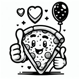 Freundliche Pizzafreundin - Tags: Pizza, Ausmalbild, Kreativität, Farben, Kinderkunst