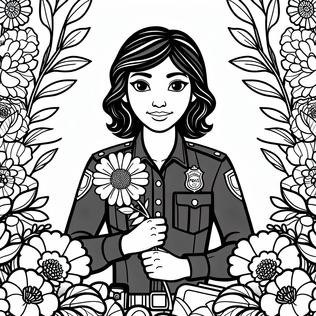 Blumiger Wächter - #Polizist, #Streifenwagen, #Uniform, #Blume, #Malabenteuer