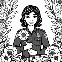 Blumiger Wächter - #Polizist, #Streifenwagen, #Uniform, #Blume, #Malabenteuer