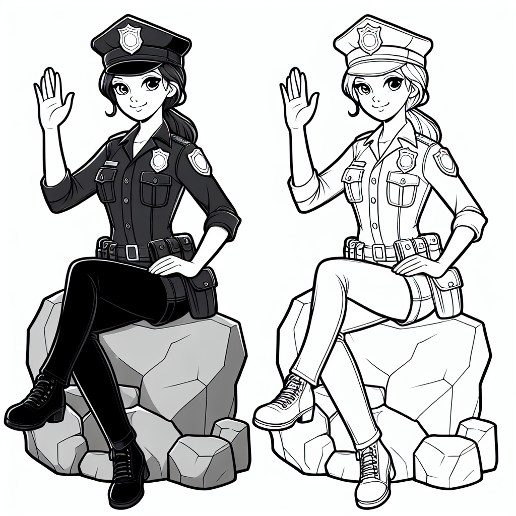 Fröhlicher Hüter - Polizist, Abenteuer, Ausmalen, Cartoon, Streifenwagen