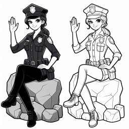 Fröhlicher Hüter - Polizist, Abenteuer, Ausmalen, Cartoon, Streifenwagen
