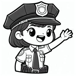 Aufgeregte Hüterin – #Tags: Polizistin, Ausmalbild, Kreativität, Uniform, Rätsel.