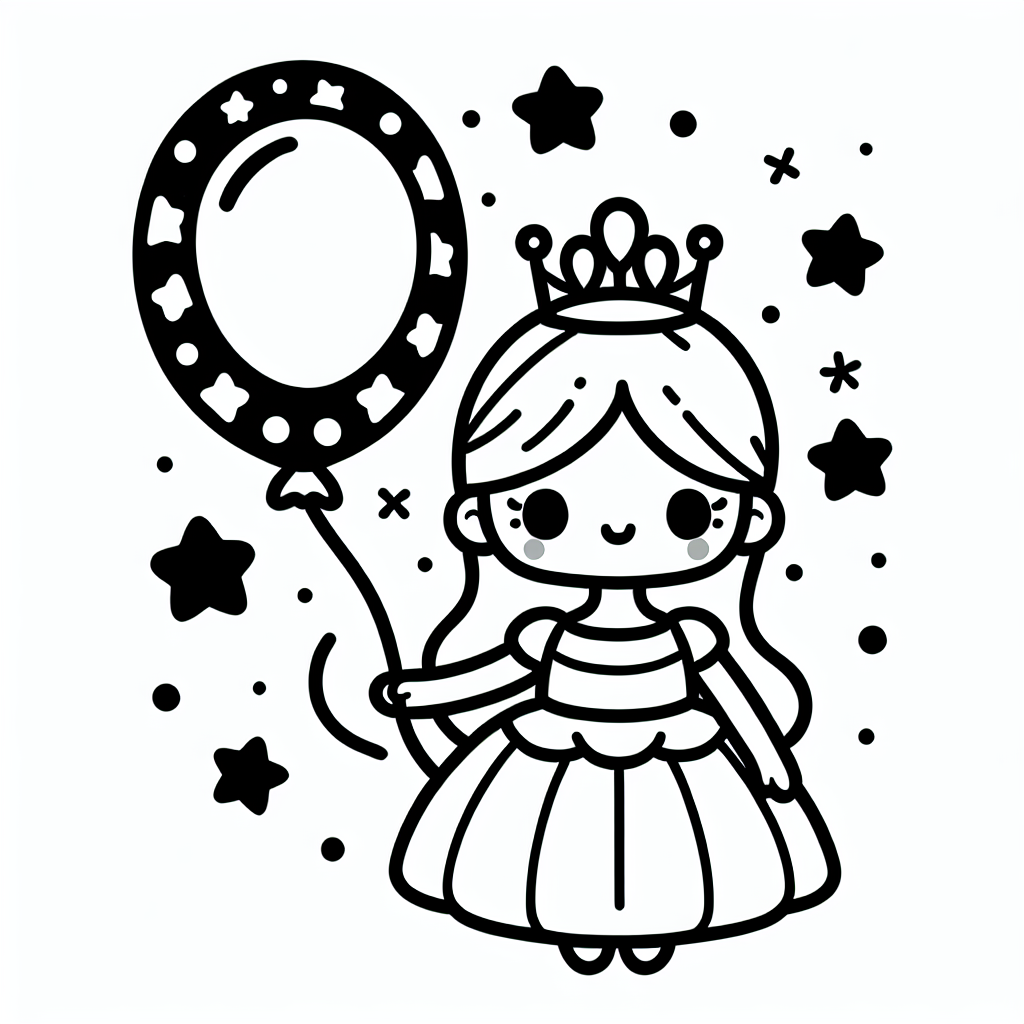 Tauche ein in eine magische Welt voller Wunder und Fantasie mit unserem zauberhaften Ausmalbild "Die neugierige Prinzessin". Stell dir eine Prinzessin vor, die anmutig in ihrem prachtvollen Ballkleid durch die Gärten eines funkelnden Schlosses spaziert. In ihrer Hand hält sie einen schimmernden Ballon, der wie ein kleiner Planet voller Geheimnisse über ihr schwebt. Über ihrem Haupt thront eine glitzernde Krone, die im Sonnenlicht funkelt und ihr königliches Wesen unterstreicht.
Umgeben von funkelnden Sternen am klaren Nachthimmel, spürt die Prinzessin das Herz ihrer Welt voller Freundschaft und Träume. Vielleicht hält sie in der anderen Hand einen zarten Zauberstab, bereit, jeden Wunsch wahr werden zu lassen, den ihr kleines magisches Herz begehrt. Während du die klaren Linien dieses Bildes farbenfroh ausmalst, kannst du dir vorstellen, wie die Prinzessin neue Freunde im märchenhaften Garten trifft und mit ihnen unvergessliche Abenteuer erlebt.
Lass deiner Kreativität freien Lauf und erlebe, wie eine einfache Illustration zu deinem eigenen Märchen wird. Vielleicht versteckst du zwischen den Farben geheime Botschaften oder Geschichten, die nur du und die Prinzessin kennen.