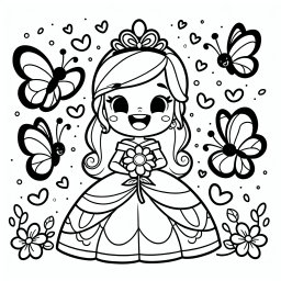 Aufgeregter Blütentraum – #Prinzessin #Ausmalbild #Schmetterlinge #Magie #Freundschaft